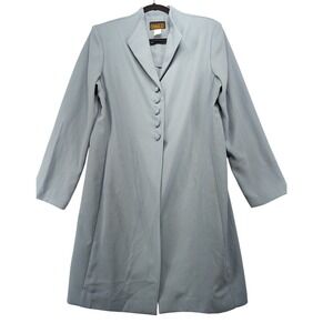 Vintage Virgo II Dusty Blue Duster Coat Longline Button Front Jacket Size 10 USA